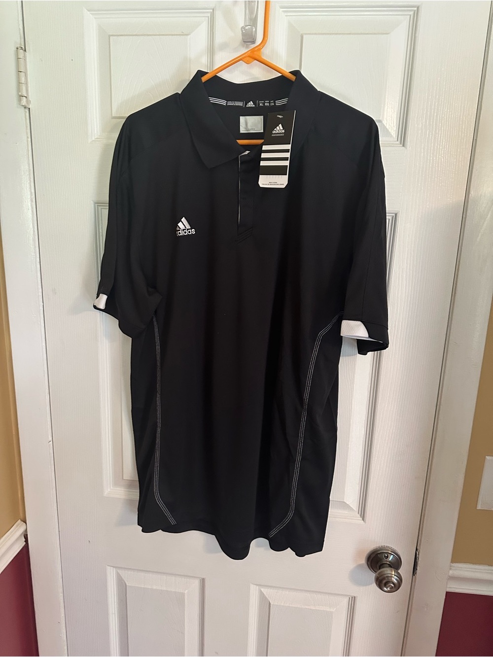 adidas Black Men’s Athletic Polo with White Accents